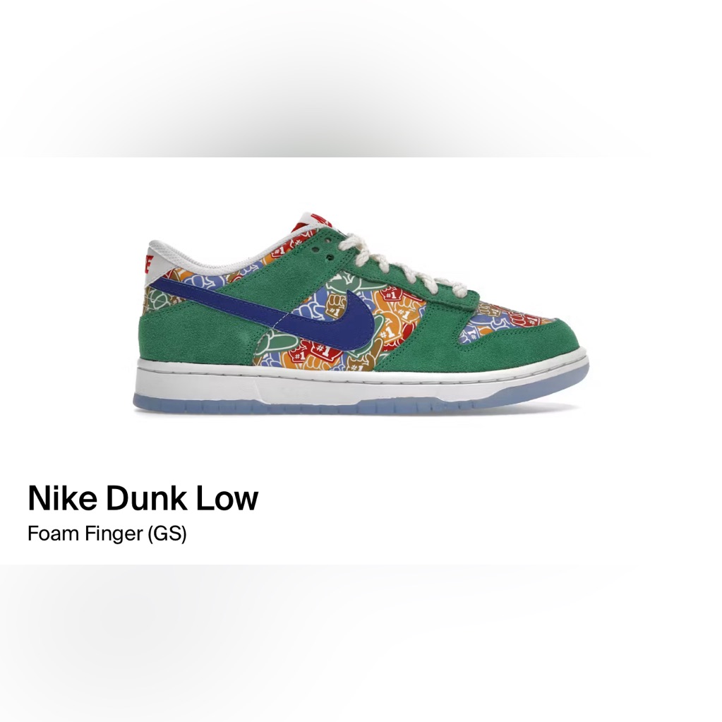 Nike Dunk Low Gs ‘Foam Finger’ (Size 4.5y/6w) Dz5299-300